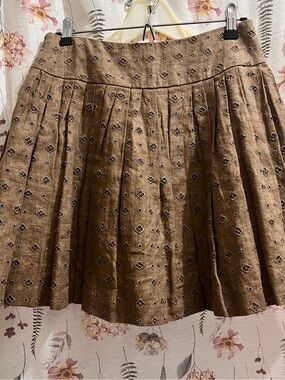Tracy Reese Brown Patterned Skater Skirt